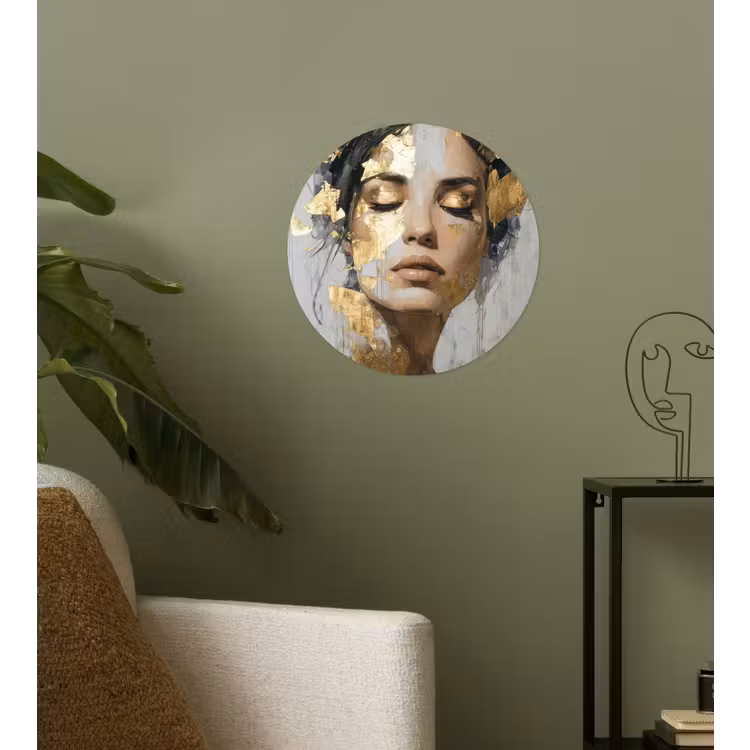 Sierlijk - Vrouw - Goud - Ogen Wandcirkel behangsticker klein -sfeer2