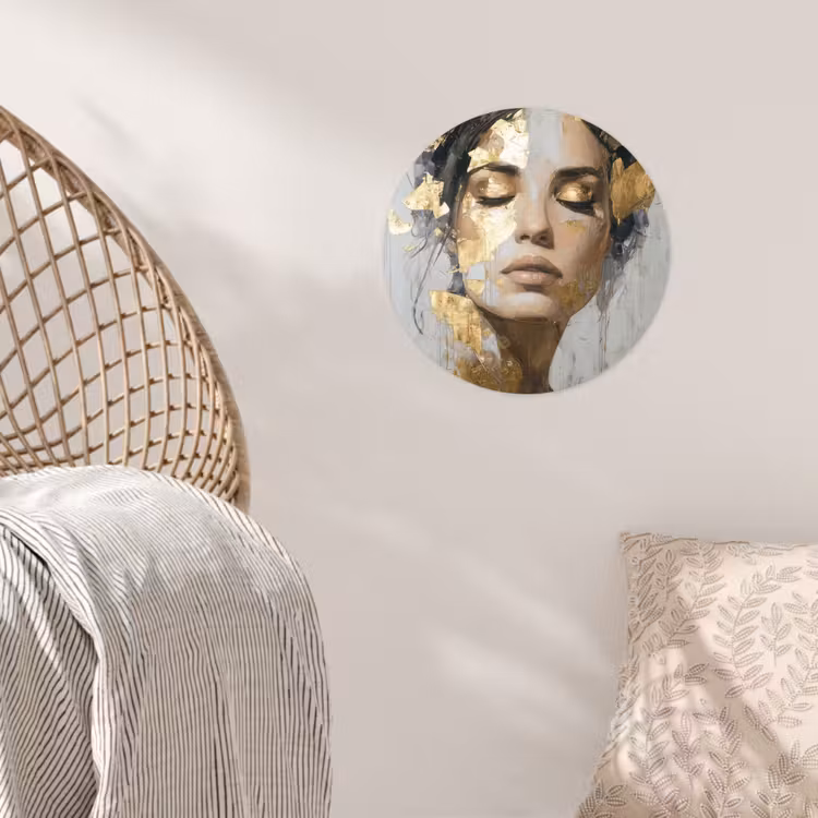 Sierlijk - Vrouw - Goud - Ogen Wandcirkel behangsticker klein -sfeer4