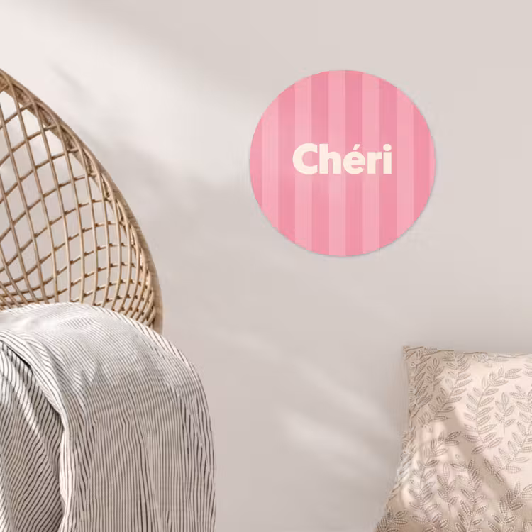 Gestreept - Roze - Chéri Wandcirkel behangsticker klein -sfeer4