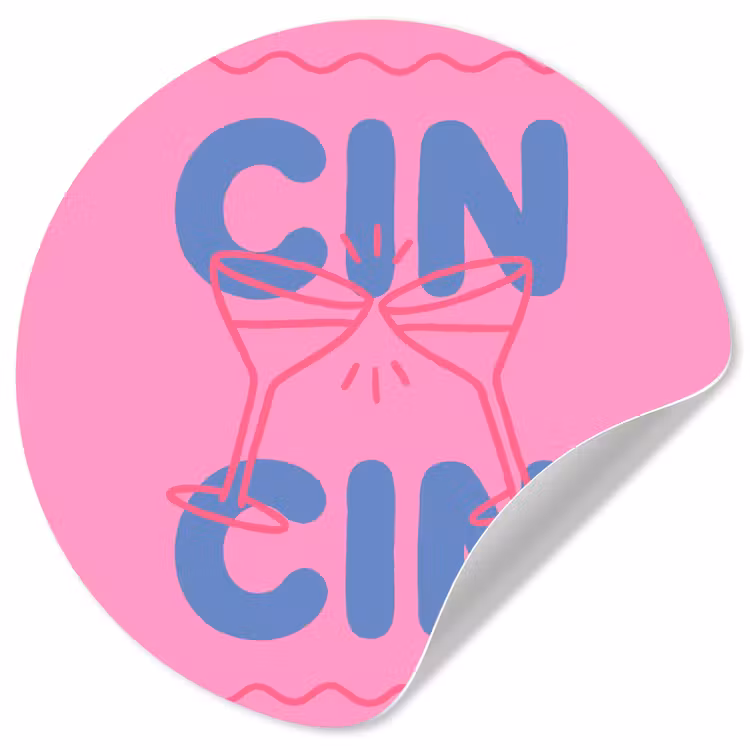 Drank - Glazen - Proost - Modern - Roze Wandcirkel behangsticker klein -3d