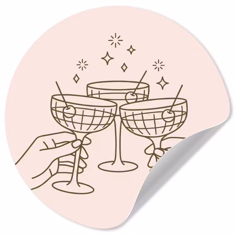 Drankjes - Feest - Proosten - Minimalistisch - Groen Wandcirkel behangsticker klein -3d