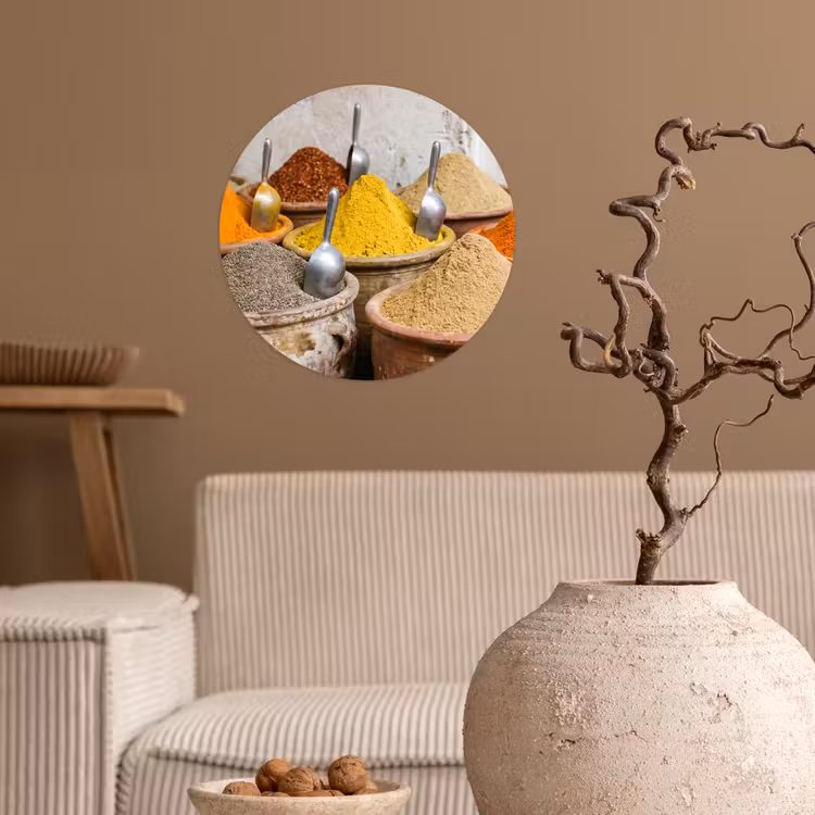 Runde Tapete - Gewürze – Gläser – Orientalisch - Kruiden - Potten - Oosters Wandcirkel behangsticker klein