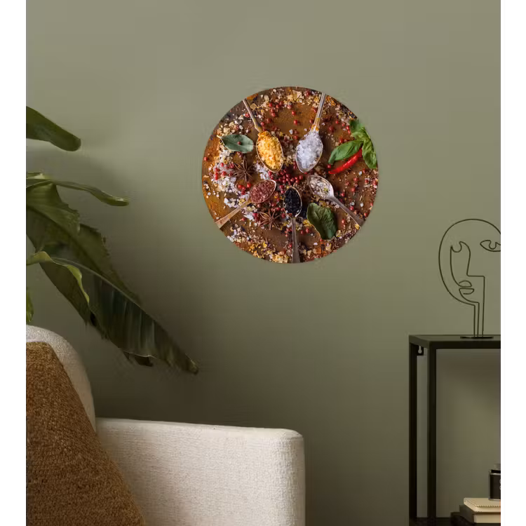 Specerijen - Kruiden - Lepels - Zout - Bruin - Keuken Wandcirkel behangsticker klein -sfeer2