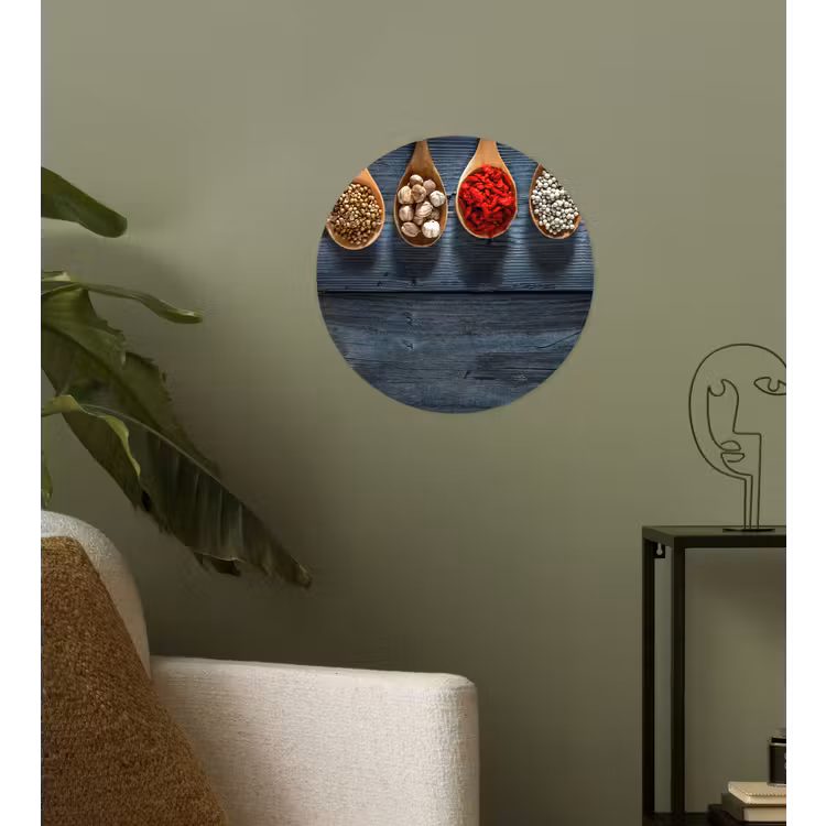 Kruiden - Lepels - Hout - Keuken - Specerijen - Industrieel Wandcirkel behangsticker klein -sfeer2
