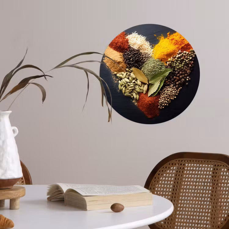 Specerijen - Mix - Hartvorm - Zwart Wandcirkel behangsticker klein -sfeer3
