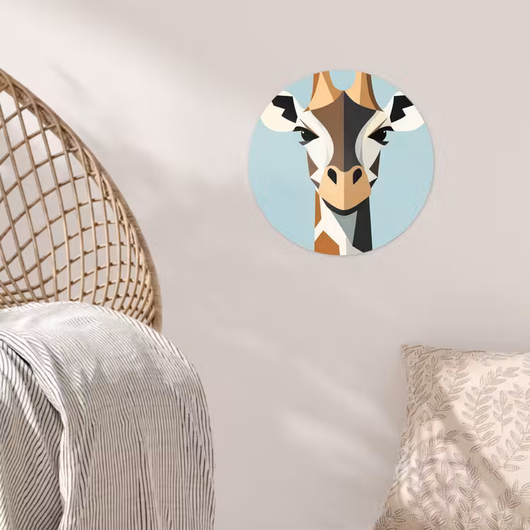 Giraffe - Illustratie - Bruin - Minimalistisch Wandcirkel behangsticker klein -sfeer4