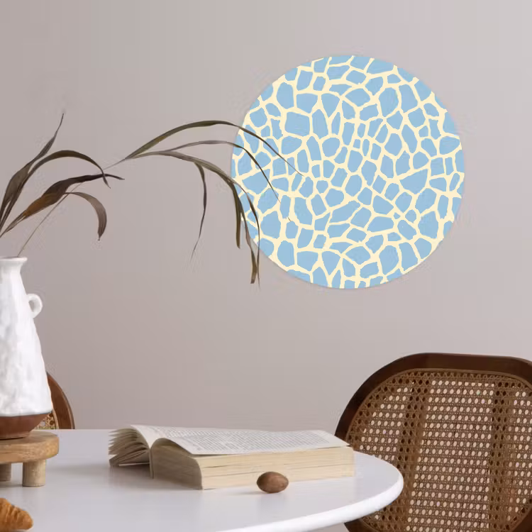 Giraf - Modern - Blauw Wandcirkel behangsticker klein 186 -sfeer3