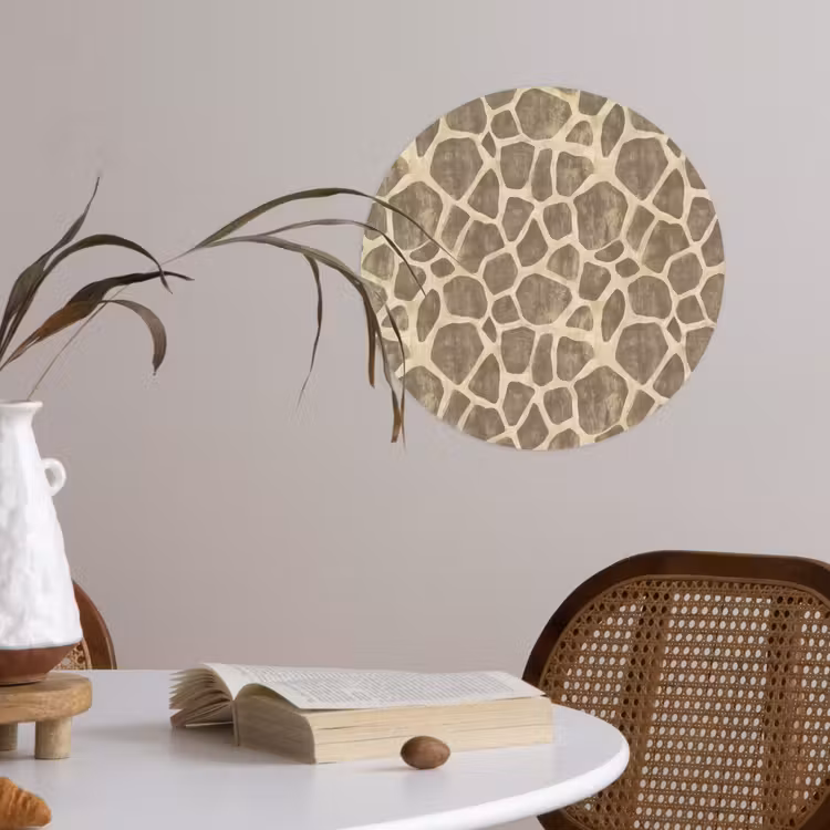 Giraf - Patroon - Beige - Bruin Wandcirkel behangsticker klein 186 -sfeer3