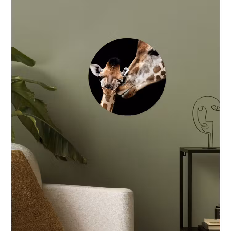 Giraffe - Dieren - Zwart - Portret - Dieren Wandcirkel behangsticker klein -sfeer2