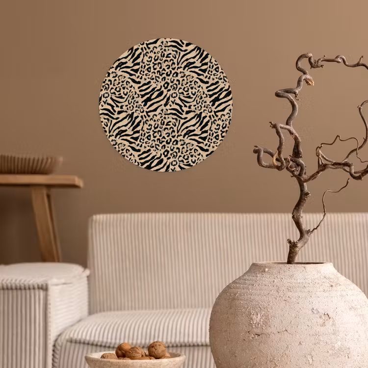 Giraf - Zebra - Motief - Bruin Wandcirkel behangsticker klein 186 -sfeer1