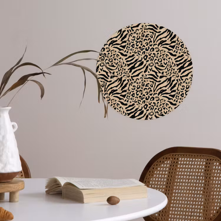 Giraf - Zebra - Motief - Bruin Wandcirkel behangsticker klein 186 -sfeer3