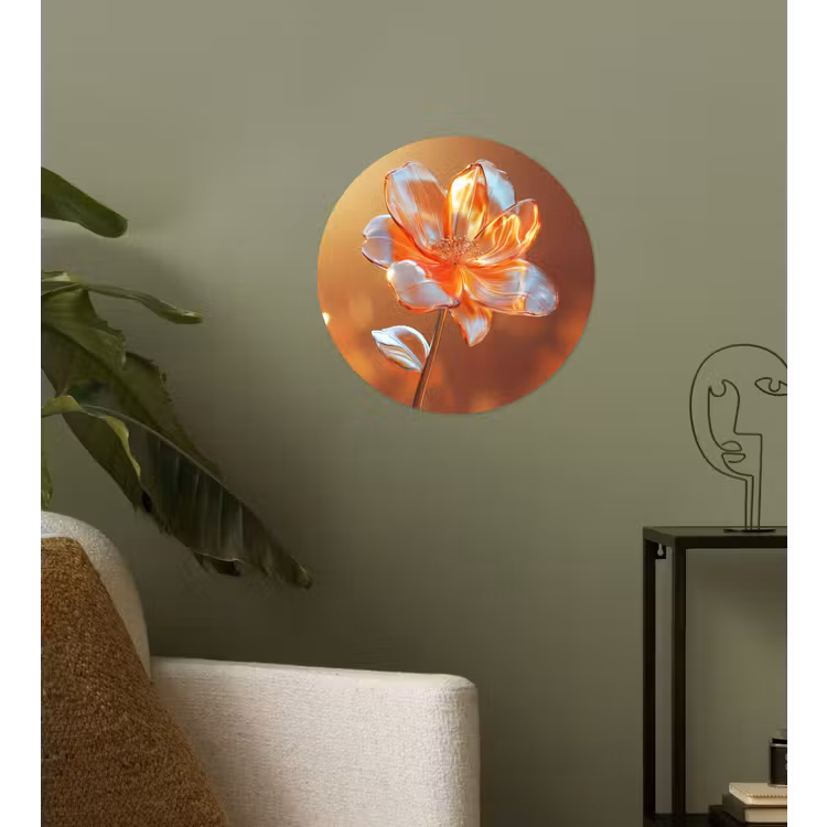 Glazen - Bloem - Zonlicht Wandcirkel behangsticker klein -sfeer2