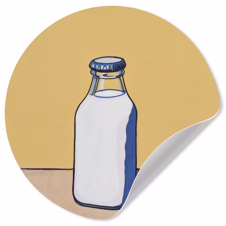 Glazen - Fles - Illustratie - Melk Wandcirkel behangsticker klein -3d