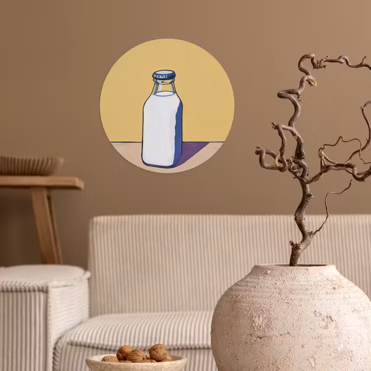 Glazen - Fles - Illustratie - Melk Wandcirkel behangsticker klein -sfeer1
