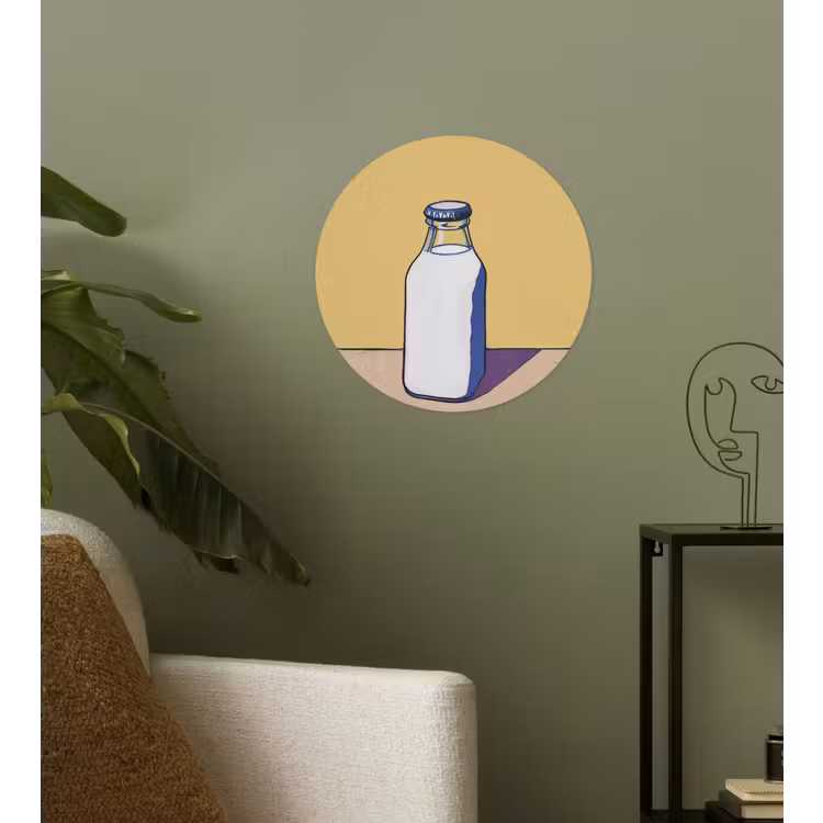 Glazen - Fles - Illustratie - Melk Wandcirkel behangsticker klein -sfeer2