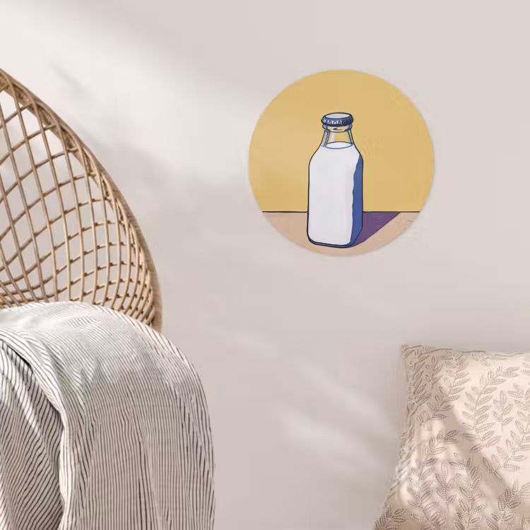 Glazen - Fles - Illustratie - Melk Wandcirkel behangsticker klein -sfeer4