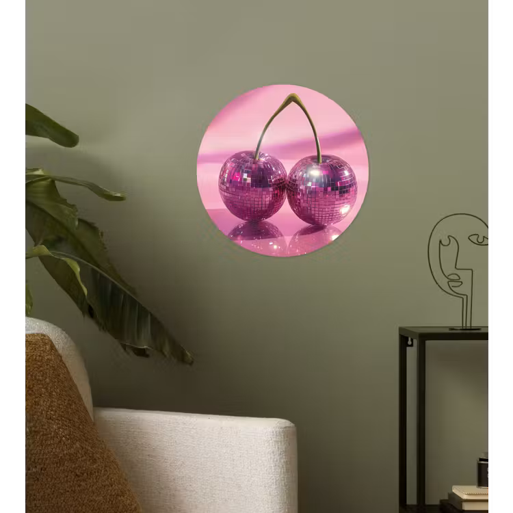 Glitter - Discobol - Roze - Kersen Wandcirkel behangsticker klein -sfeer2