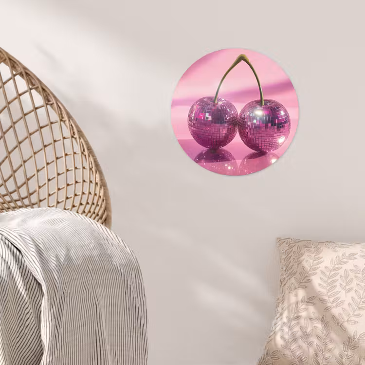 Glitter - Discobol - Roze - Kersen Wandcirkel behangsticker klein -sfeer4