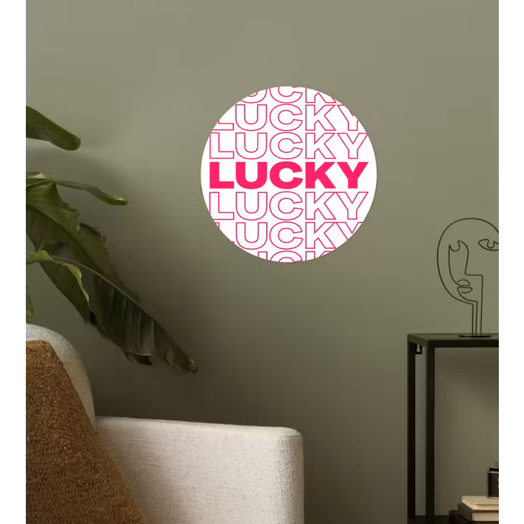 Lucky - Roze - Patroon Wandcirkel behangsticker klein -sfeer2