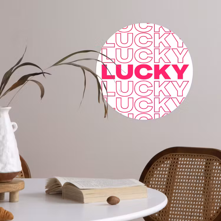 Lucky - Roze - Patroon Wandcirkel behangsticker klein -sfeer3