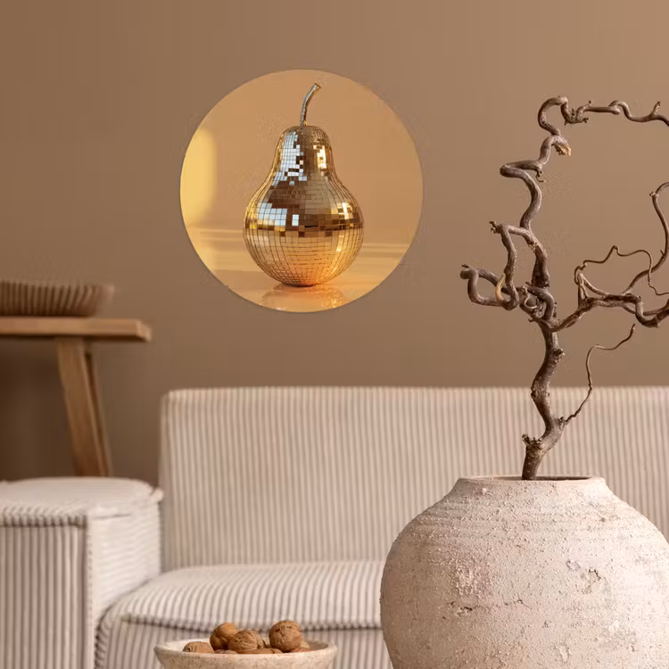 Goud - Disco - Glitter - Peer Wandcirkel behangsticker klein -sfeer1