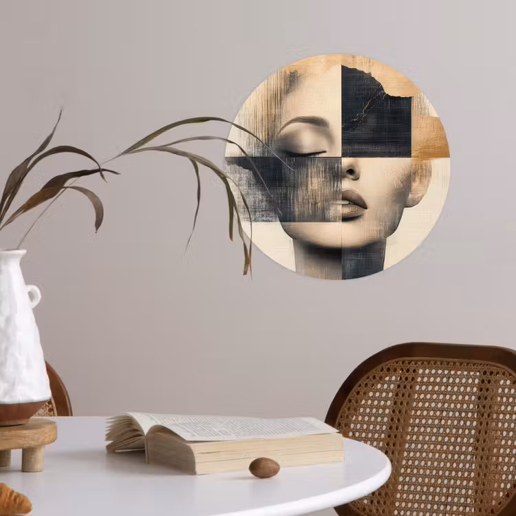 Goud - Vrouw - Rechthoeken Wandcirkel behangsticker klein -sfeer3