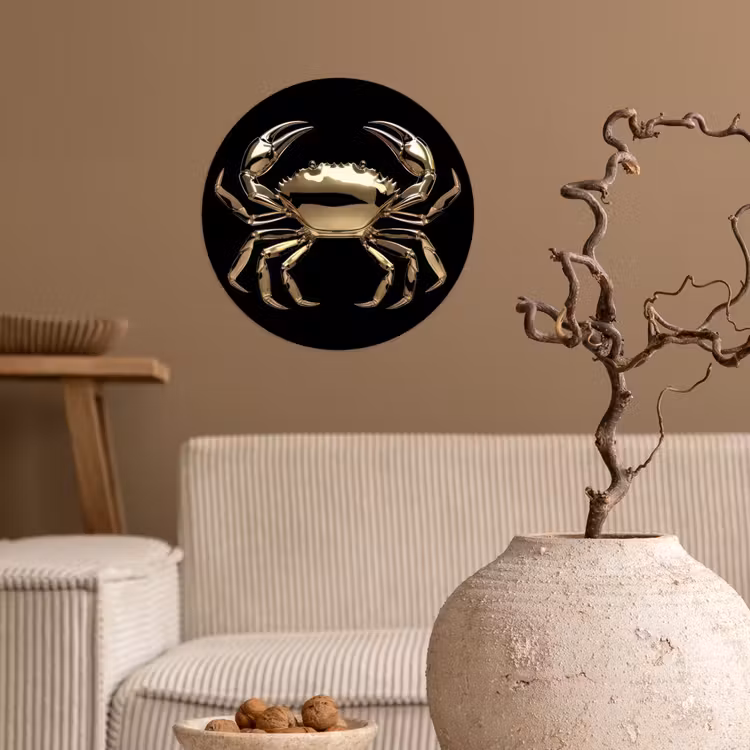 Goud - Krab - Dieren - Zwart Wandcirkel behangsticker klein -sfeer1
