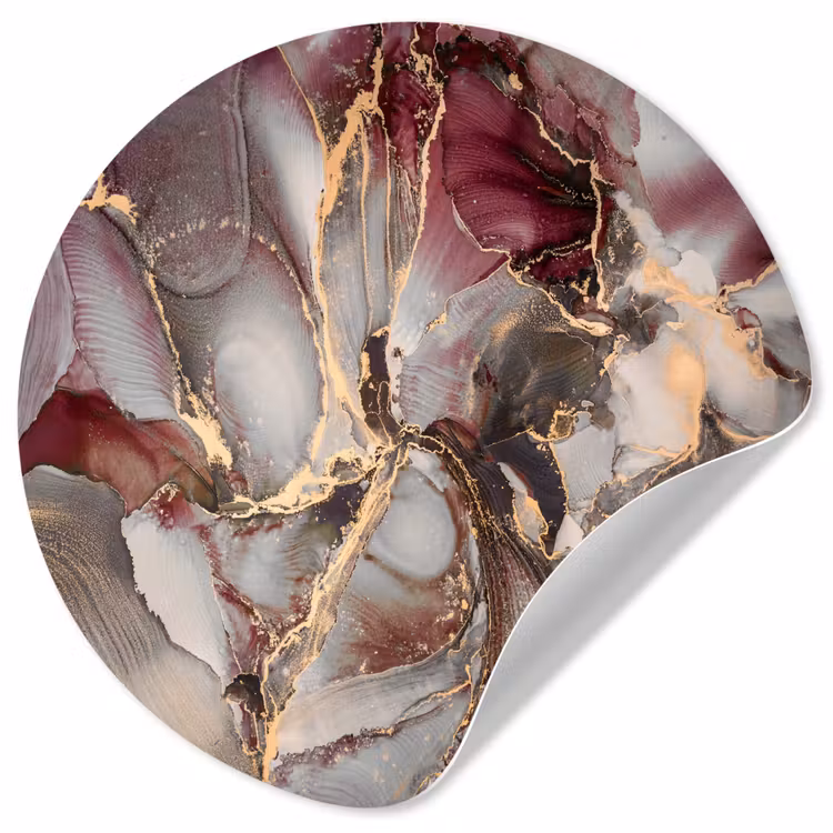 Goud - Marmer - Paars Wandcirkel behangsticker klein -3d