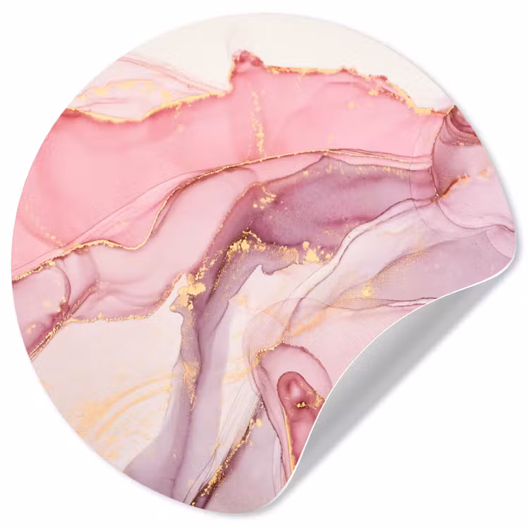 Goud - Marmer - Roze Wandcirkel behangsticker klein -3d