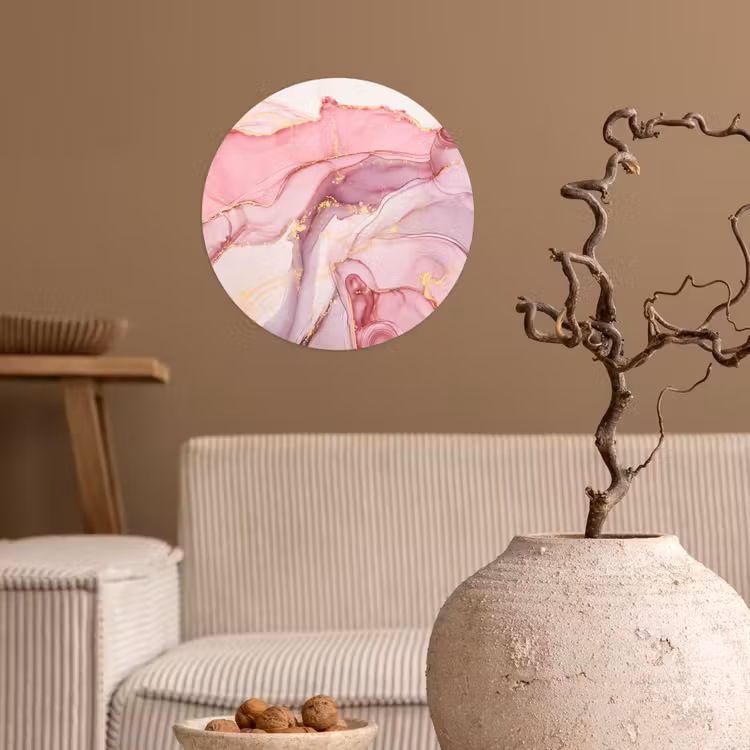 Goud - Marmer - Roze Wandcirkel behangsticker klein -sfeer1