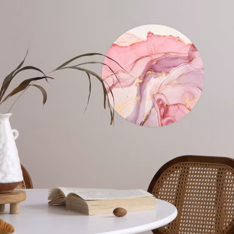 Goud - Marmer - Roze Wandcirkel behangsticker klein -sfeer3