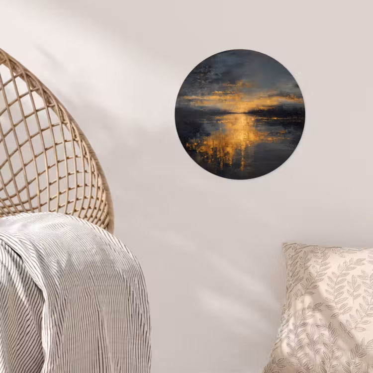 Gouden Reflectie op Water Wandcirkel behangsticker klein -sfeer4