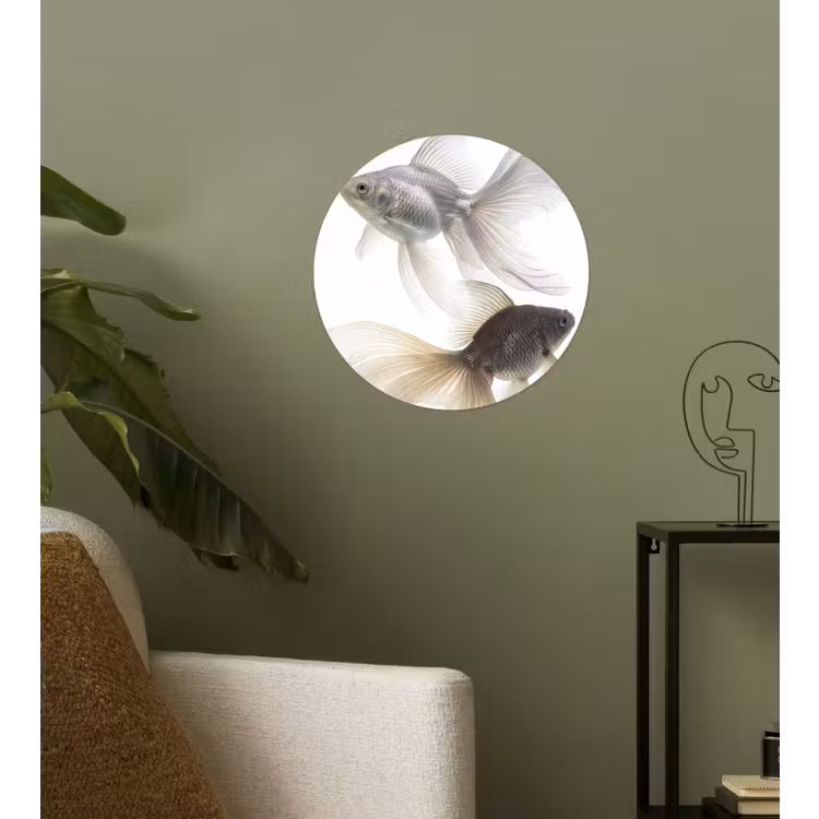 Goudvissen - Modern - Wit Wandcirkel behangsticker klein -sfeer2