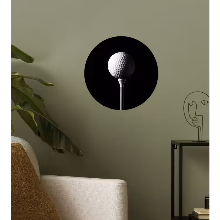 Golfbal - Minimalistisch - Wit Wandcirkel behangsticker klein -sfeer2