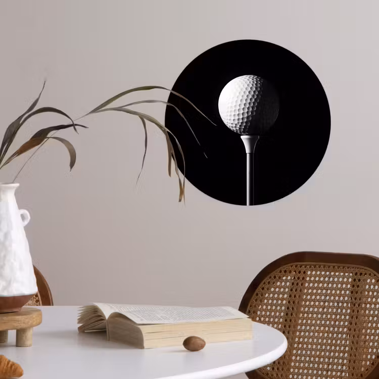 Golfbal - Minimalistisch - Wit Wandcirkel behangsticker klein -sfeer3