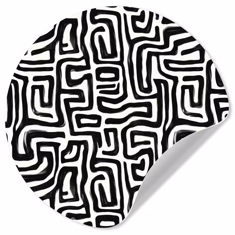 Grafisch - Lijnen - Zwart - Wit Wandcirkel behangsticker klein 186 -3d