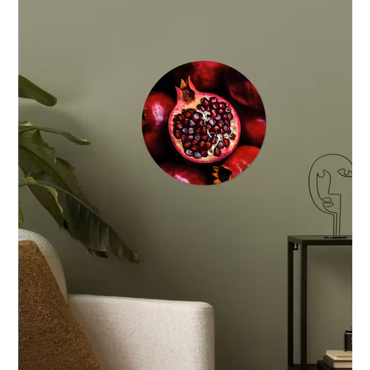 Granaatappel - Rood - Fruit Wandcirkel behangsticker klein -sfeer2