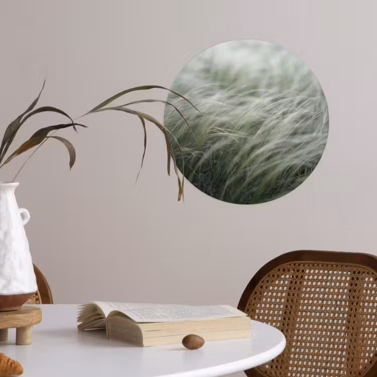 Gras - Wazig - Natuur - Groen - Zacht Wandcirkel behangsticker klein -sfeer3