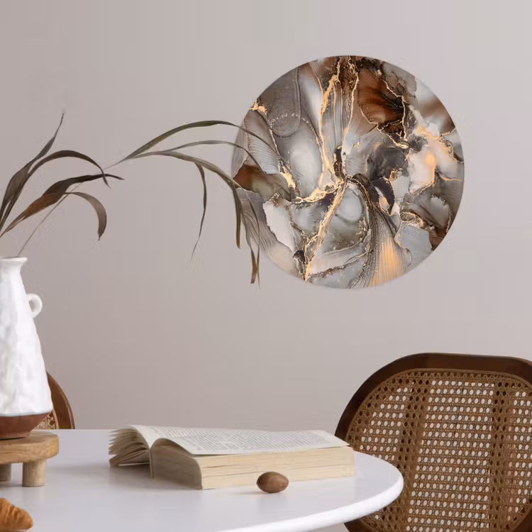 Grijs - Goud - Marmer - Marmerlook Wandcirkel behangsticker klein -sfeer3