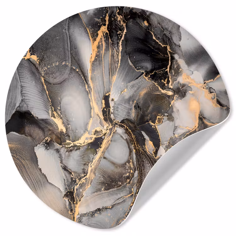 Grijs - Luxe - Goud - Marmer Wandcirkel behangsticker klein -3d
