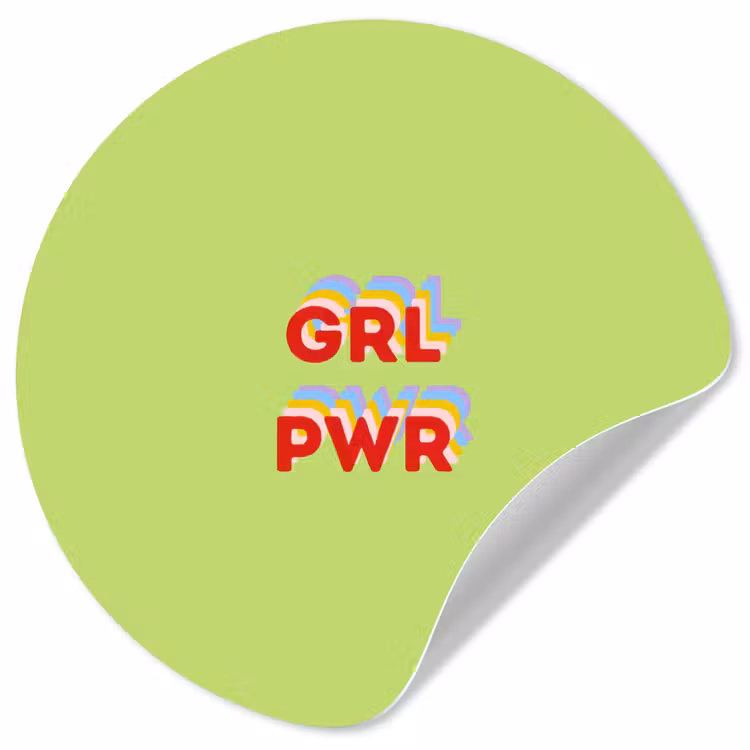 Grl pwr - Groen - Rood - 3D Wandcirkel behangsticker klein -3d
