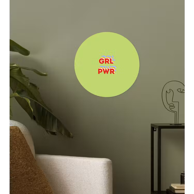 Grl pwr - Groen - Rood - 3D Wandcirkel behangsticker klein -sfeer2
