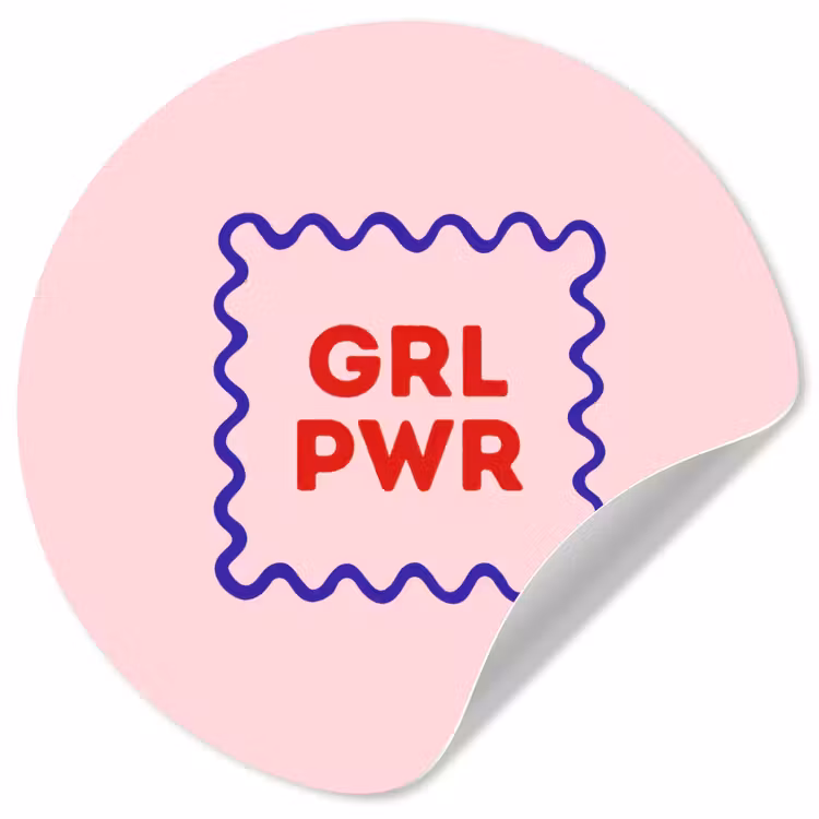 Grl pwr - Roze - Kader Wandcirkel behangsticker klein -3d