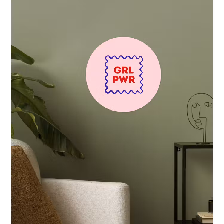 Grl pwr - Roze - Kader Wandcirkel behangsticker klein -sfeer2
