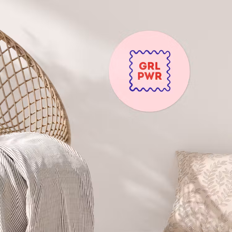 Grl pwr - Roze - Kader Wandcirkel behangsticker klein -sfeer4
