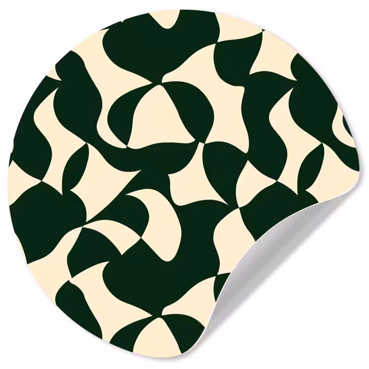 Groen - Organische vlakken - Crème Wandcirkel behangsticker klein 186 -3d