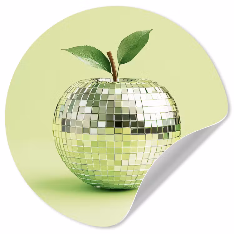 Groen - Disco - Decoratie - Appel Wandcirkel behangsticker klein -3d