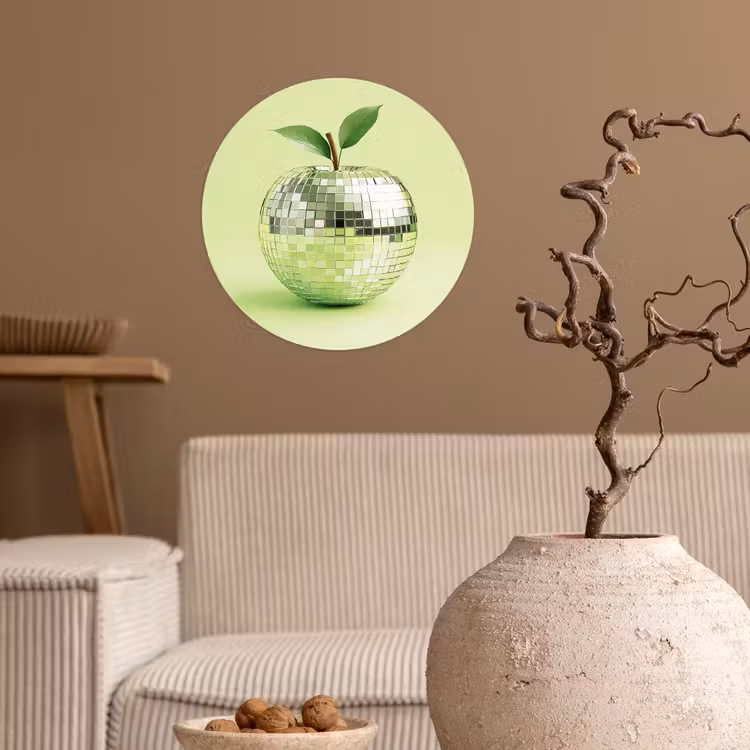 Groen - Disco - Decoratie - Appel Wandcirkel behangsticker klein -sfeer1