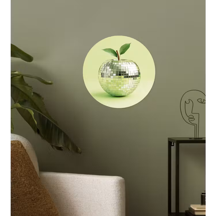 Groen - Disco - Decoratie - Appel Wandcirkel behangsticker klein -sfeer2