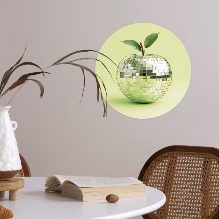Groen - Disco - Decoratie - Appel Wandcirkel behangsticker klein -sfeer3